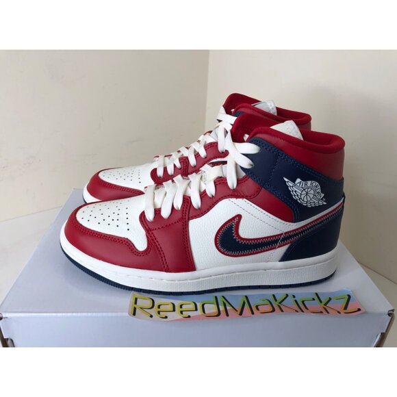 Jordan 1 Mid SE USA White Red Womens sizes DQ7648 600 - Picture 1 of 5